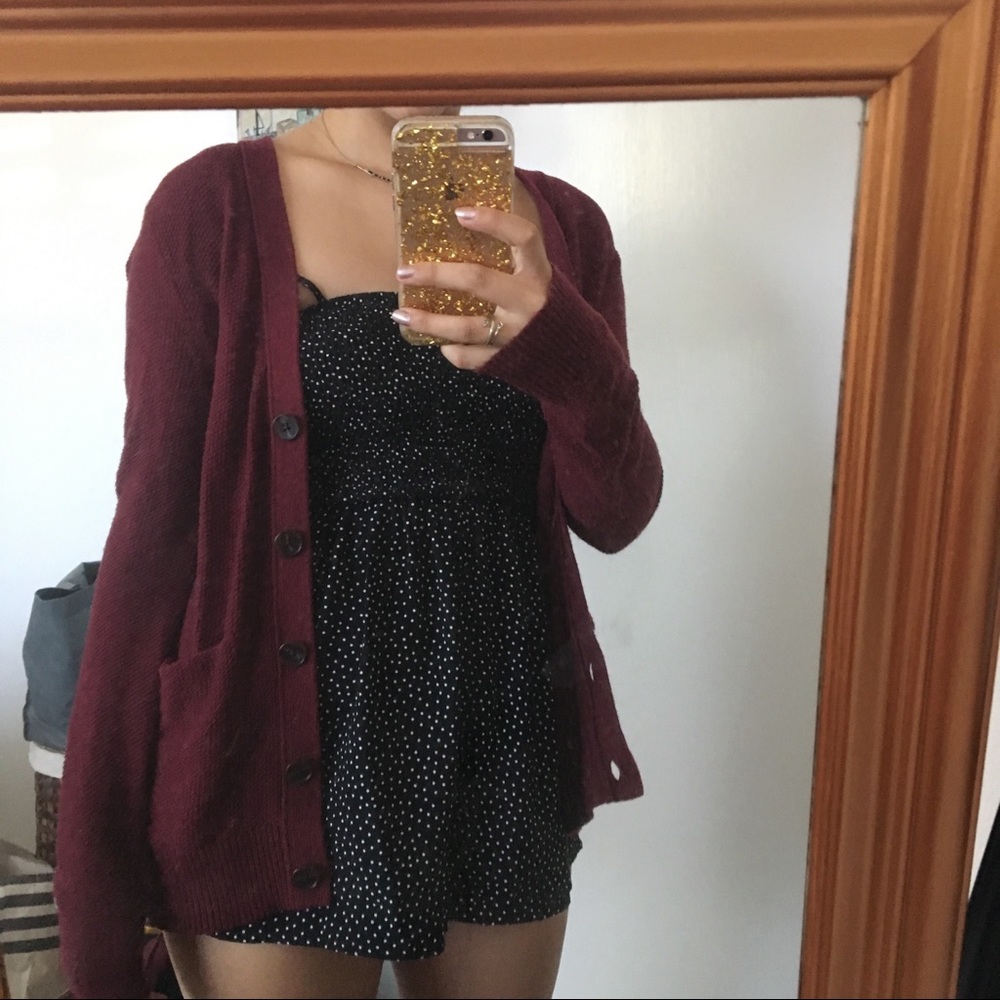 madewell maroon cardigan